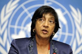 United Nations (UN) High Commissioner for Human Rights Navy Pillay speaks during a press conference on the situation in Egypt on February 4, 2011 at the UN offices in Geneva.