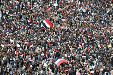Thousands of Egyptians gather in Cairo's Tahrir Square heeding a call by the opposition for a "march of a million" to mark a week of protests calling for the
