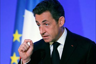 r_France's President Nicolas Sarkozy delivers a speech to inaugurate the new headquarters of the International Francophonie (French-Speaking countries) Organization in Paris March 18, 2011