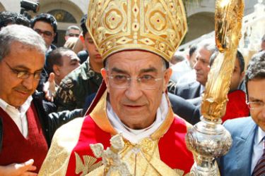 Lebanon's newly elected Christian Maronite Patriarch Beshara al-Rai greets his audience at the patriarchate in Bkerki, north of Beirut, March 15, 2011. Lebanon's Maronite Church elected Rai, 71, on Tuesday as its new patriarch and head of the country's largest Christian community.