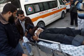 f_A wounded Palestinian is wheeled at al-Najar hospital in the southern Gaza Strip town of Rafah on April 7, 2011 aftert two people were killed and another 14 wounded in an Israeli