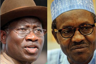 Profile’s of Nigeria’s two main presidential candidates Major General Muhammadu Buhar (R) and Nigerian President Goodluck Jonathan