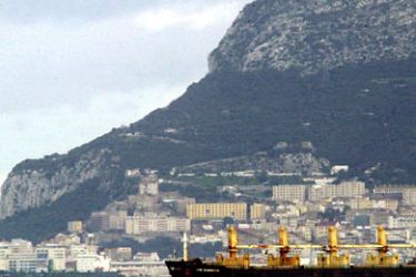 Ships wait off Algeciras Bay on Thursday 09 January 2003 before mooring in Gibraltar.