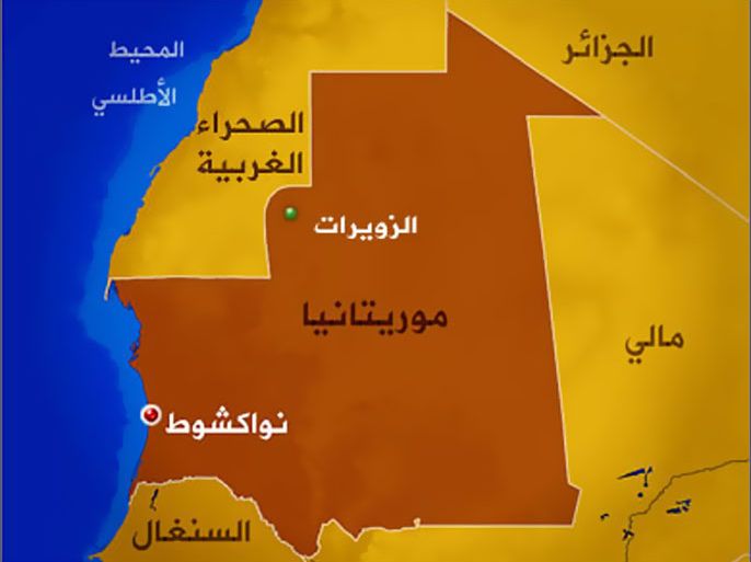 خارطة موريتانيا وعليها الزويرات