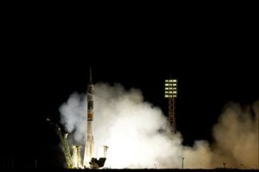 A Soyuz TMA-02M carrying US astronaut Michael Fossum, Russian cosmonaut Sergey Volkov and Japanese astronaut Satoshi Furukawa blasts off from the Russian-leased Baikonur cosmodrome early on June 8, 2011 to the International Space Station (ISS).