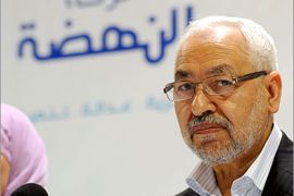 Cofounder of the Islamist movement "Ennahada" or "En-Nahdha", Rached Ghannouchi, looks on during a meeting on June 6, 2011 in Tunis on the occasion of the 30th anniversary of its movement. "We do not exclude the existence of a conspiracy