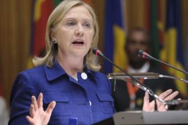 US Secretary of State Hillary Clinton addresses the African Union at the African Union Commission headquarters in Addis Ababa, Ethiopia on June 13, 2011.