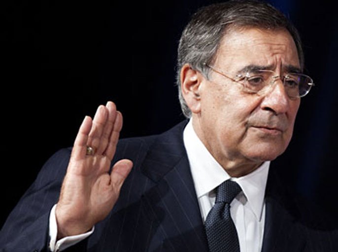 Secretary of Defense Leon E. Panetta takes the oath of office during a ceremonial swearing-in at the Department of Defense July 22, 2011 in Washington, DC