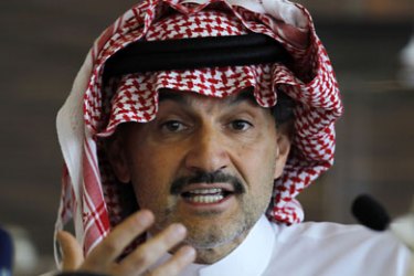 r_Saudi billionaire Prince Alwaleed bin Talal speaks at a news conference in Riyadh August 2, 2011. Prince Alwaleed unveiled plans on Tuesday to build the world's tallest tower in the Red Sea port city of Jeddah, signing a 4.6 billion riyal ($1.23 billion