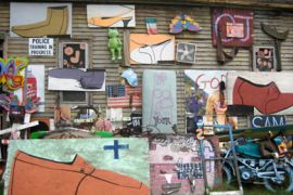 مجموعة من اللوحات على جدار منزل مهجور بحي هايدلبرغ