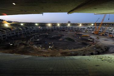 (FILE) Picture taken during the works at Rio de Janiero's Maracana stadium, officially Mario Filho stadium, on June 17, 2011. Rio's fabled Maracana stadium, currently under refurbishment, will host the 2014 World Cup final with Sao Paulo staging the opening match of the global showpiece, FIFA's general secretary Jerome Valcke announced on October 20, 2011. The opening game takes place on June 12 with the final on July 13. AFP PHOTO/Vanderlei ALMEIDA