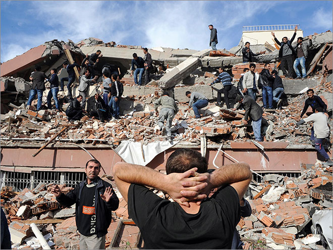صورة جوية لزلزال في قرية تبانلي بمقاطعة فان شرق تركيا