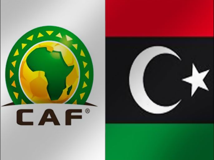 علم ليبيا الجديد + شعار الاتحاد الافريقي لكرة القدم CAF