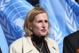 Margo Ellis the Deputy Chief Commissioner at the UN Agency for Palestinian Refugees (UNRWA) in Gaza, speaks during a press conference in Gaza City, on January 17, 2012. The UN Agency for Palestinian Refugees (UNRWA) in Gaza launched an appeal for emergency funds to the Palestinian territories of $ 300 million (235 million) at the third anniversary of the end of the devastating Israeli operation "Cast Lead" (27 December 2008-22 January 2009).