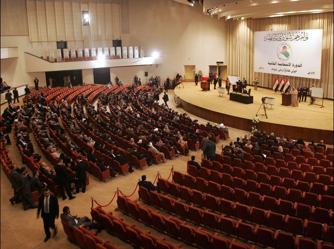 BAGHDAD, IRAQ - NOVEMBER 11: Iraqi Parliament members attend a voting session on November 11, 2010 in the Green Zone area in Baghdad, Iraq. Iraqi parliament members met today and managed to elect key leadership po