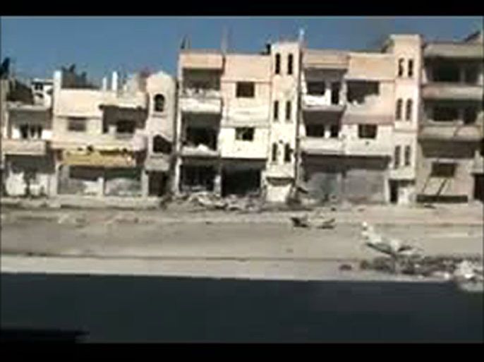 An image grab taken from a video uploaded on YouTube on February 25, 2012 shows damaged buildings in the Baba Amr neighbourhood in the flashpoint city of Homs