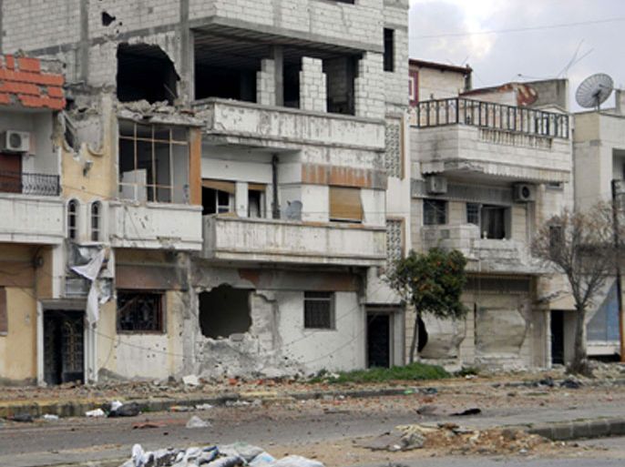 A picture taken on February 11, 2012 shows a house that was reportedly damaged from shelling by government forces, in Baba Amr neighbourhood of Homs. Syria ignored a new Arab initiative to end the bloodshed, with its troops pounding the protest hub of Homs as Russia said a ceasefire is needed before peacekeepers can be deployed.