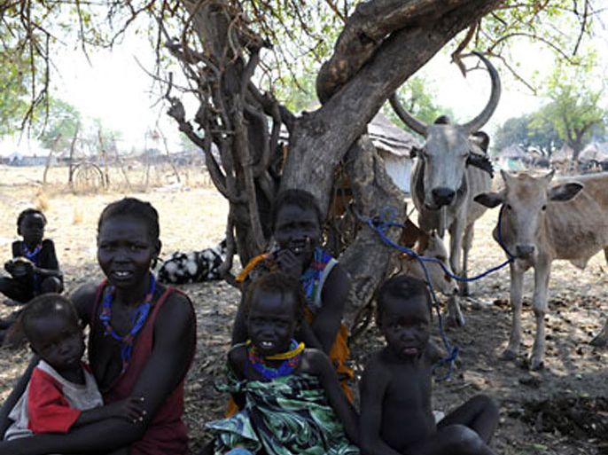 january 5, 2012 shows internally displaced persons resting in pibor, jonglei state after fleeing the surrounding areas following a wave of bloody ethnic violence