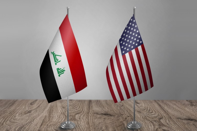 علم العراق وأميركا