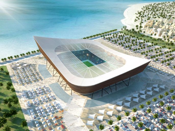epa02483087 A handout image made available by the Qatar 2022 FIFA World Cup Bid Committee on 06 December 2010, shows a general view of the proposed new Al-Shamal Stadium in Al-Shamal, Qatar, venue of the FIFA 2022 World Cup soccer tournament. The new Al-Shamal Stadium will have a capacity of 45,120, with a permanent lower tier of 25,500 seats and a modular upper tier of 19,620 seats. EPA/QATAR 2022 WORLD CUP BID COMMITTEE HO EDITORIAL USE ONLY/NO SALES