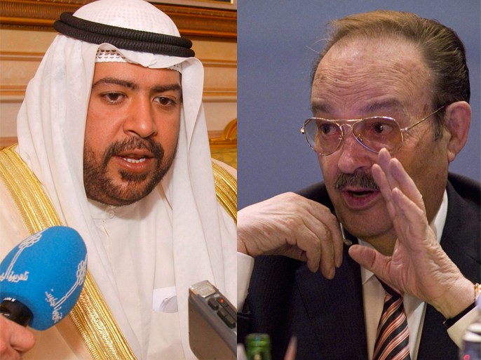 Kuwait's Minister for Energy Sheikh Ahmad Fahd al-Sabah(L) Mexican Mario Vasquez Rana, president of Pan American Sportive Organization (ODEPA))R(