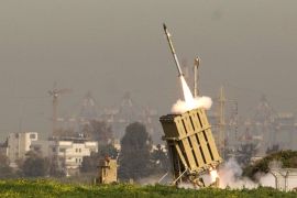 An Israeli missile is launched from the Iron Dome missile system in the city of Ashdod in response to a rocket launch from the nearby Palestinian Gaza Strip on March 11, 2012
