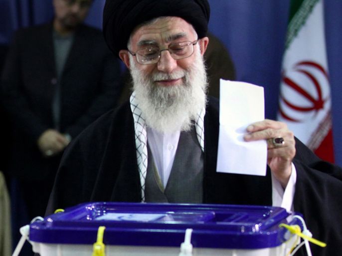 A handout picture from the official website of the Iranian Supreme Leader Ayatollah Ali Khamenei shows him casting his ballot during a parliamentary vote in Tehran on March 2, 2012. Iran voted for a new parliament in the first nationwide elections since a bitterly contested 2009 poll that returned President Mahmoud Ahmadinejad to power, posing a new test of his support among conservatives.