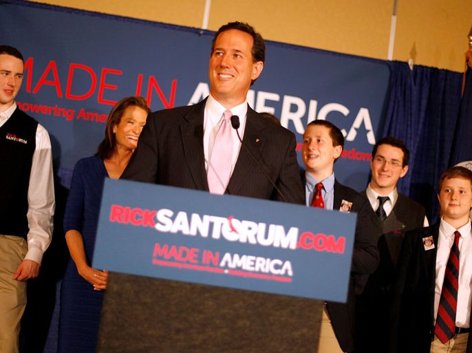 LA - MARCH 13: Republican presidential candidate, former U.S. Sen. Rick Santorum addresses supporters after winning the both Alabama and Mississippi primaries on March 13, 2012 in Lafayette, Louisiana. Louisiana's