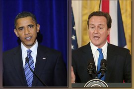 كمبو للرئيس الأميركي أوباما ورئيس الوزراء البريطاني ديفيد كاميرون