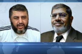 خيرت الشاطر نائب المرشد العام لجماعة الاخوان المسلمين و محمد مرسي رئيس حزب الحرية والعدالة