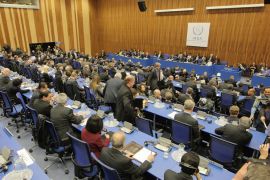 The boardroom is seen during an International Atomic Energy Agency (IAEA) board of governors meeting at the UN atomic agency headquarters in Vienna on March 5, 2012. The UN atomic agency's 35-nation board of governors sought fresh thinking today in its impasse with Iran after two fruitless visits probing