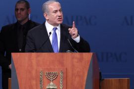 Israeli Prime Minister Benjamin Netanyahu speaks to the American Israel Public Affairs Committee (AIPAC) at their annual conference in Washington DC, March 5, 2012.