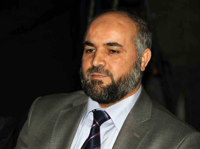The general secretary of the Ennahda movement, Fateh RebaÔ, attends a meeting with the leaders of the Islamist party Movement for a Society of Peace (MSP) and the leader of the El-Islah Movement on March 7, 2012 in Algiers during which the MSP forged a political alliance with the two other Islamist movements ahead of the May legislative elections. AFP PHOTO / FAROUK BATICHE