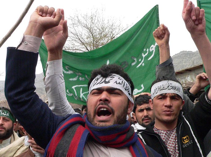 Afghan protestors shout anti-US slogans during a demonstration in Jalalabad, capital of Nangarhar province on March 13, 2012