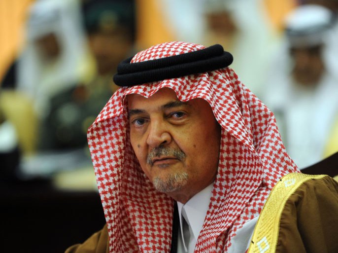 Saudi Arabia's Foreign Minister Prince Saud al-Faisal attends the Gulf Cooperation Council (GCC) Foreign Ministers' meeting in Riyadh on March 04, 2012, where the ministers are due to discuss issues related to the latest developments on the Syrian crisis. AFP PHOTO/FAYEZ NURELDINE