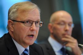 EU commissioner for Economic and Monetary Affairs Olli Rehn speaks during an Economic Affairs and Employment committee meeting to discuss the financial and economic developments in Greece at the EU headquaters on March 27, 2012 in Brussels. AFP PHOTO / JOHN THYS