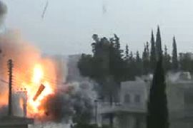 An image grab taken from a video uploaded on YouTube on March 13, 2012, allegedly shows shelling by regime forces in Maaret al-Numan in the restive Idlib province, located near the Turkish boarder