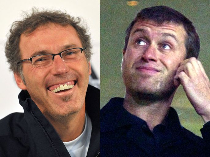 epa03125995 France's head coach Laurent Blanc& epa01125789 (FILE) A file picture dated 02 November 2004 shows Chelsea's owner Roman Abramovich