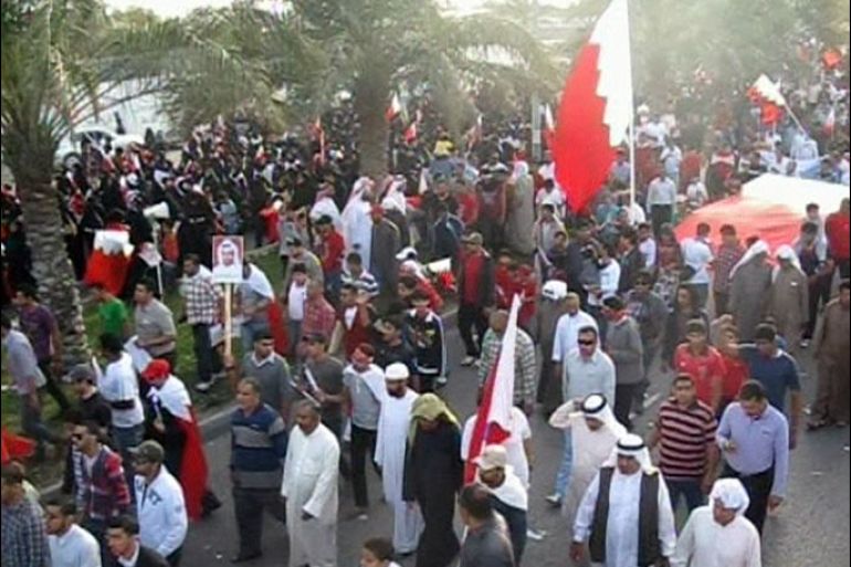 مسيرة حاشدة غرب العاصمة البحرينية المنامة