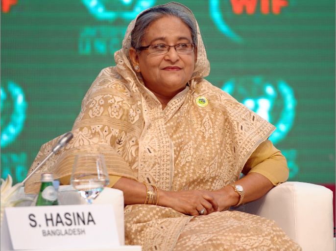 epa03190710 Sheikh Hasina, Prime Minister of Bangladesh attends the plenary session of the World Investment Forum 2012 at Qatar National Convention Centre Doha-Qatar on 21 April 2012. The World Investment Forum (WIF) is a high-level, biennial, multi-stakeholder gathering that is designed to facilitate dialogue and action on the world's key emerging investment-related challenges. EPA/STRINGER