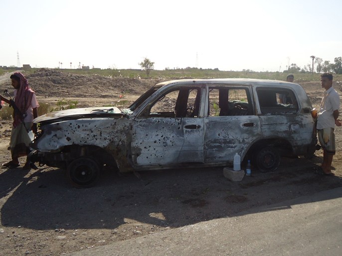 سيارة العميد الشامي بعد احتراقها جراء الحادث الجزيرة نت1