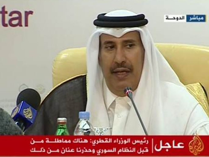 ‪حمد بن جاسم: اللجنة العربية لم تلمس التزاما من النظام السوري‬ (الجزيرة)