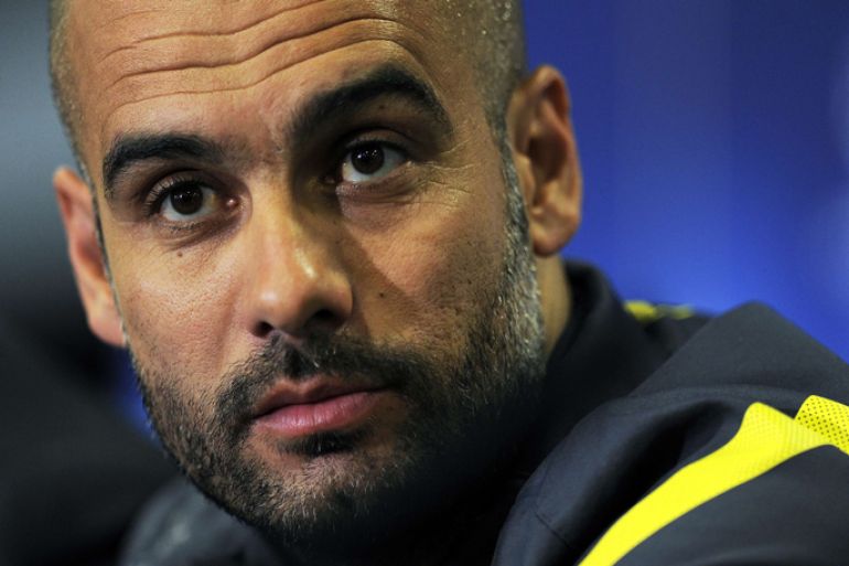 Barcelona's coach Josep Guardiola gives a press conference on April 17, 2012 at London's Stanford Bridge stadium on the eve of their UEFA Champions League semi-final first leg football match against Chelsea. AFP