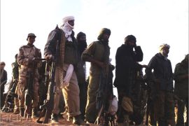 A handout picture released by the Mouvement national pour la libération de l'Azawad (Azawad National Liberation Movement - MLNA) on April 2, 2012 and taken in February 2012 reportedly shows MNLA fighters gathering in an undisclosed location in Mali. The MNLA on April 4, 2012 have declared an end to military operations in the North of Mali. The MNLA said in a statement that "after the complete liberation of the Azawad territory (northern Mali) and given the strong request by the international community" it had decided "unilaterally to declare the end of military operations from midnight Thursday."