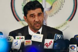 Afghan Intelligence Agency deputy spokesman, Shafiqullah Tahiri, speaks during a press conference in Kabul on April 21, 2012. Afghanistan intelligence forces have arrested five insurgents with ten tonnes of explosives intended to be used to carry out attacks in crowded parts of the capital, an official said. AFP