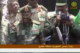 صورة للبشير في هجليج من تلفزيون السودان ويكون مصدرها الجزيرة