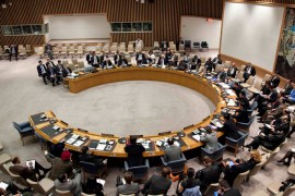 The United Nations Security Council meeting convenes in New York April 14, 2012. The U.N. Security Council on Saturday unanimously authorized the deployment of up to 30 unarmed observers to Syria to monitor the country's fragile ceasefire. Russia and China joined the other 13