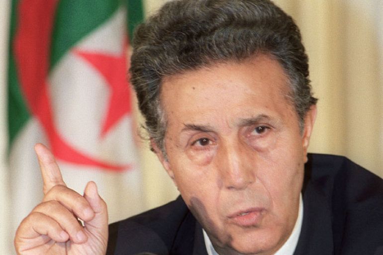 (FILES) In this picture taken on June 15, 2012 former Algerian president Ahmed Ben Bella speaks during a press conference in Algiers. The first president of independent Algeria, Ahmed Ben Bella, died on April 11, 2012 in Algiers at the age of 96, news agency APS reported, citing members of his inner circle. AFP PHOTO/ ABDELHAK SENNA