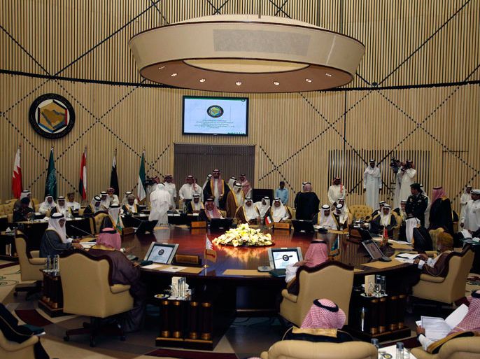 epa03217652 A general view shows the Gulf Cooperation Council (GCC) Foreign Ministers meeting, in Riyadh, 13 May 2012. Gulf Arab leaders are to discuss closer ties among their statesespecially between Saudi Arabia and Bahrain. They will also discuss progress in their overall cooperation since their summit in December 2011, when Saudi Arabian King Abdullah bin Abdul Aziz urged for a 'transition from