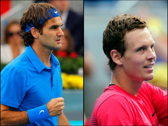 Roger Federer of Switzerland (Left) and Czech Tomas Berdych (right)